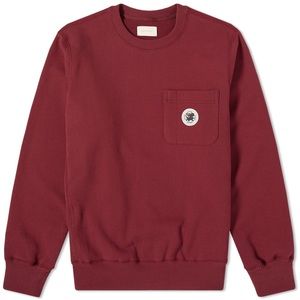 AIMÉ LEON DORE POCKET CREW SWEAT BURGUNDY